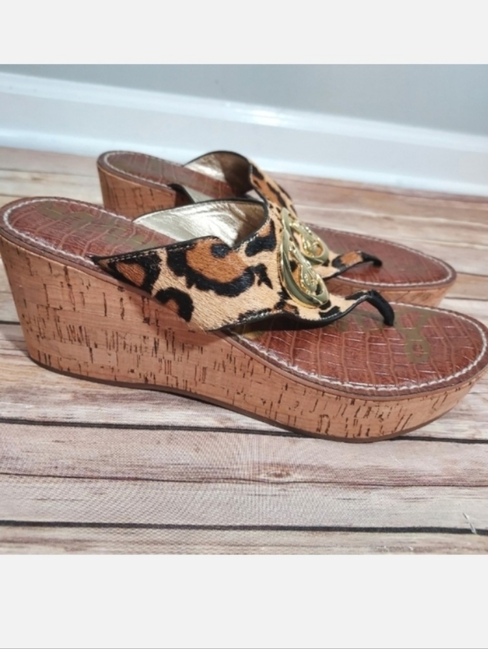 Sam Edelman leopard cork Ruth wedges 8